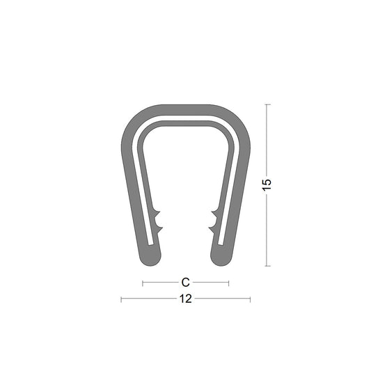Kantenschutzprofil - Klemmbereich 6,0-8,0mm - Grau