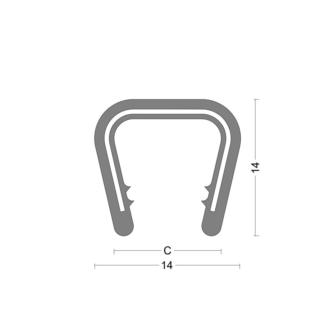 Kantenschutzprofil - Klemmbereich 8,0-10,0mm - Grau