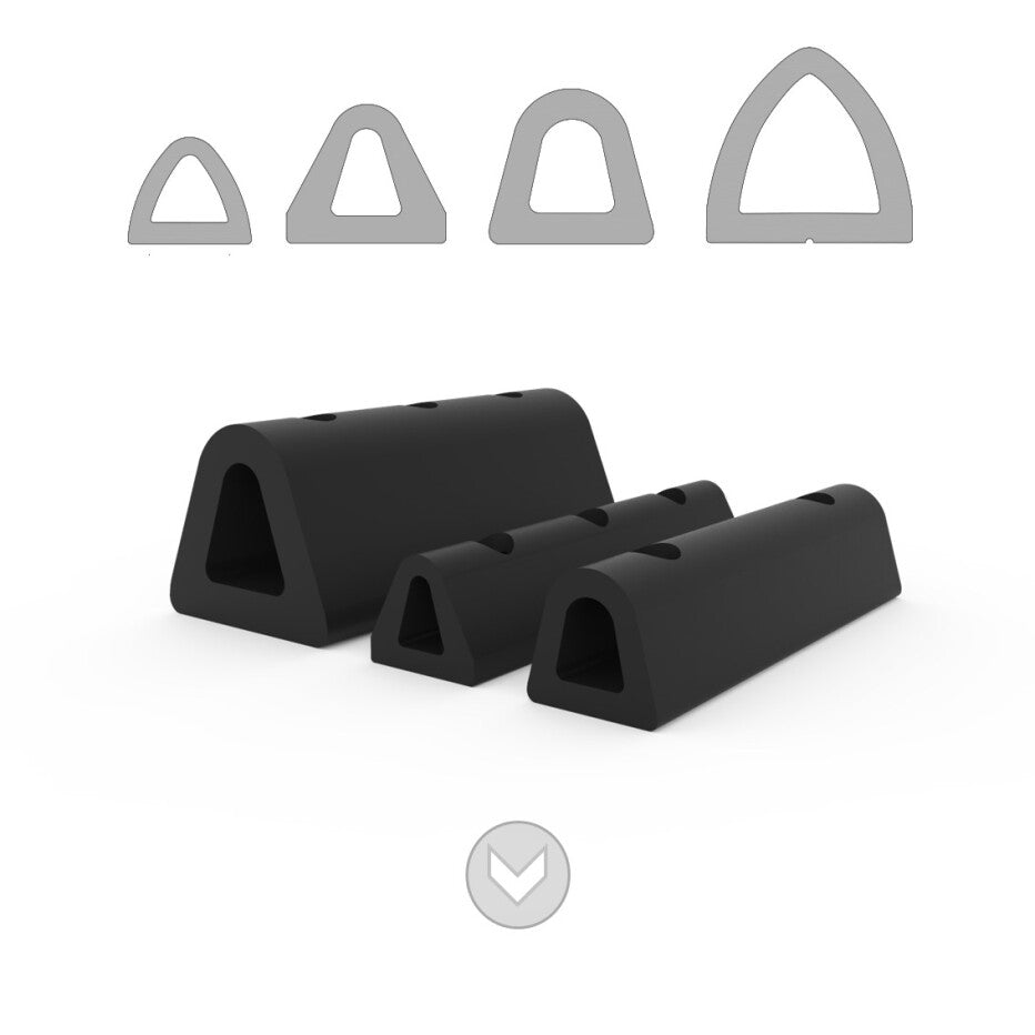 Delta shaped rubber bumper blocks