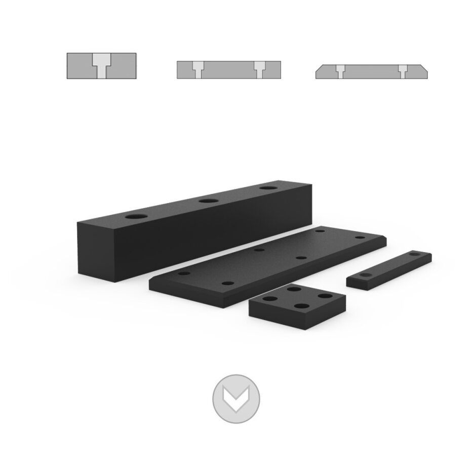 Block shaped rubber bumper blocks