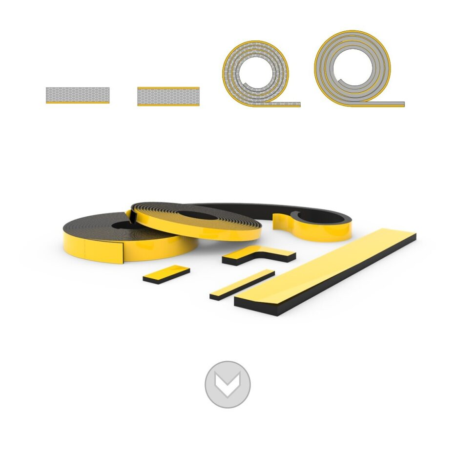 Self adhesive expanded rubber strips