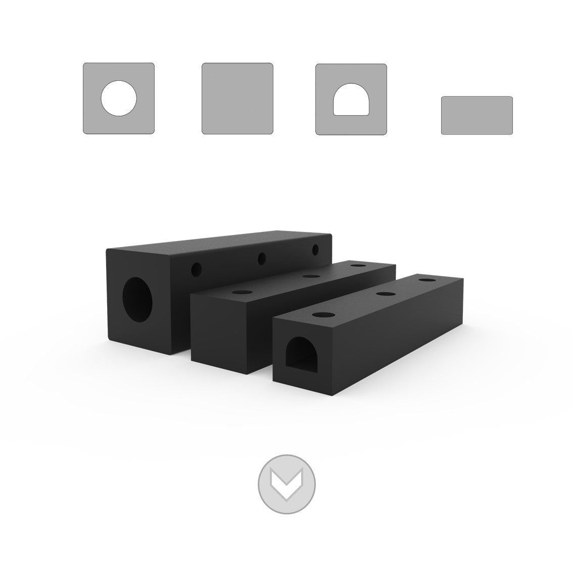 Rubber square shaped bumper blocks
