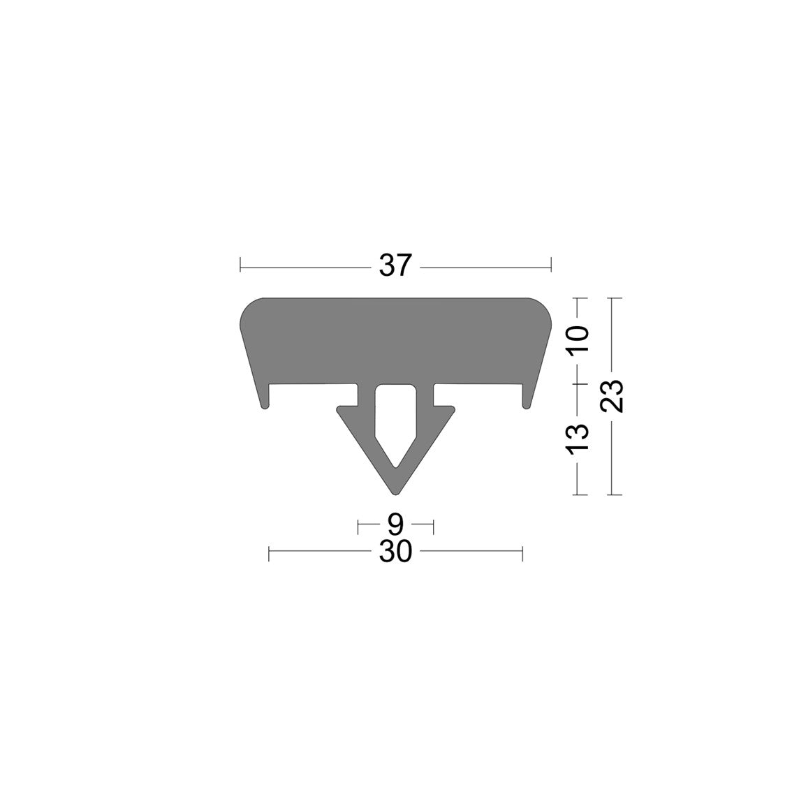 Glass rack rubber 37x23mm closed Grey