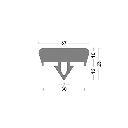 Glass rack rubber 37x23mm closed Grey