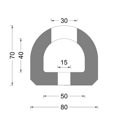 D fender block 80x70mm L=90cm