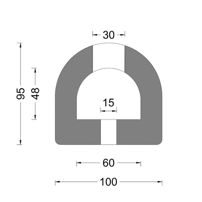 D fender block 100x95mm L=50cm