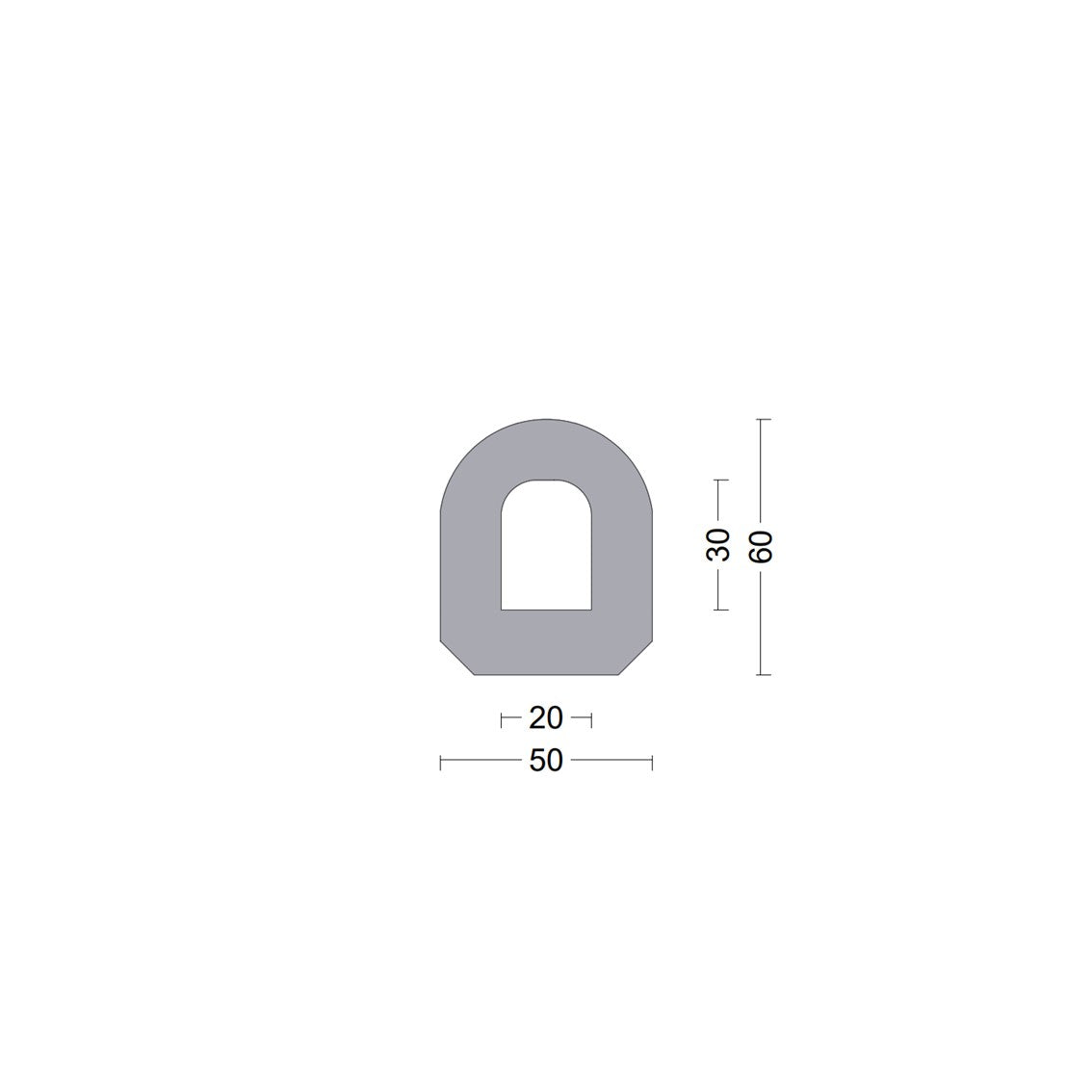 D fender rubber profile DD 50x60mm Grey