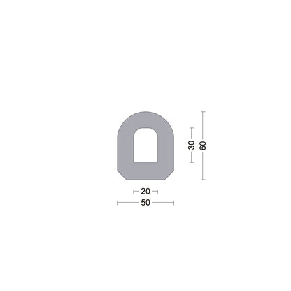 D fender rubber profile DD 50x60mm Grey