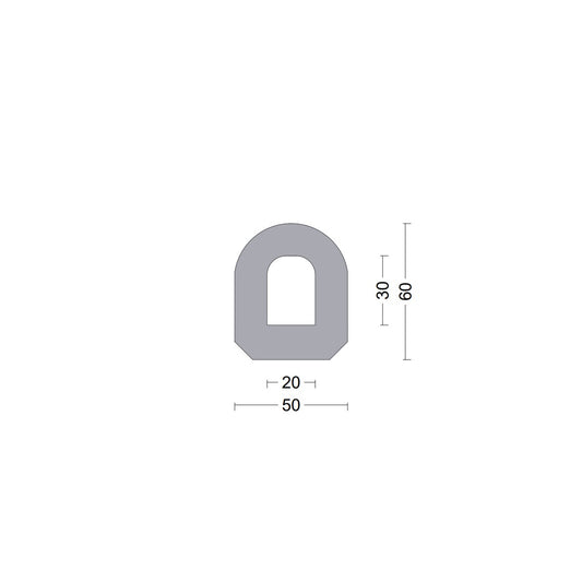 D fender rubber profile DD 50x60mm Grey