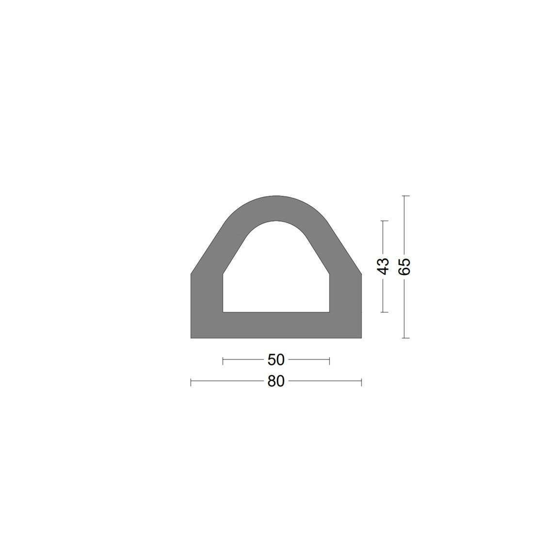 Delta fender rubber profile 80x65mm