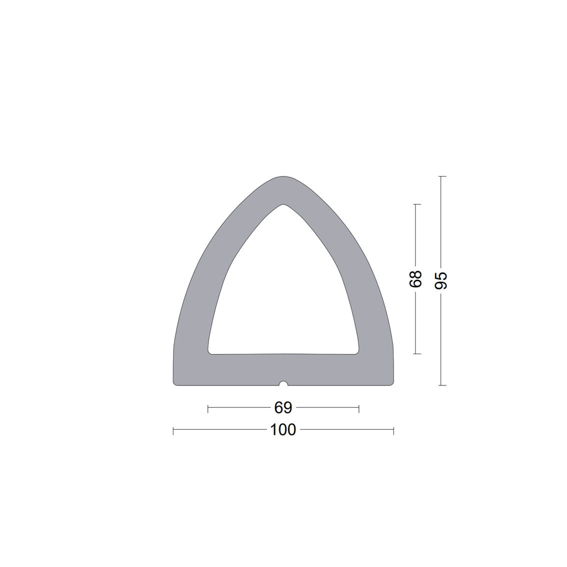 Delta fender rubber profile 100x95mm Grey
