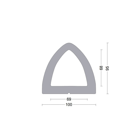 Delta fender rubber profile 100x95mm Grey