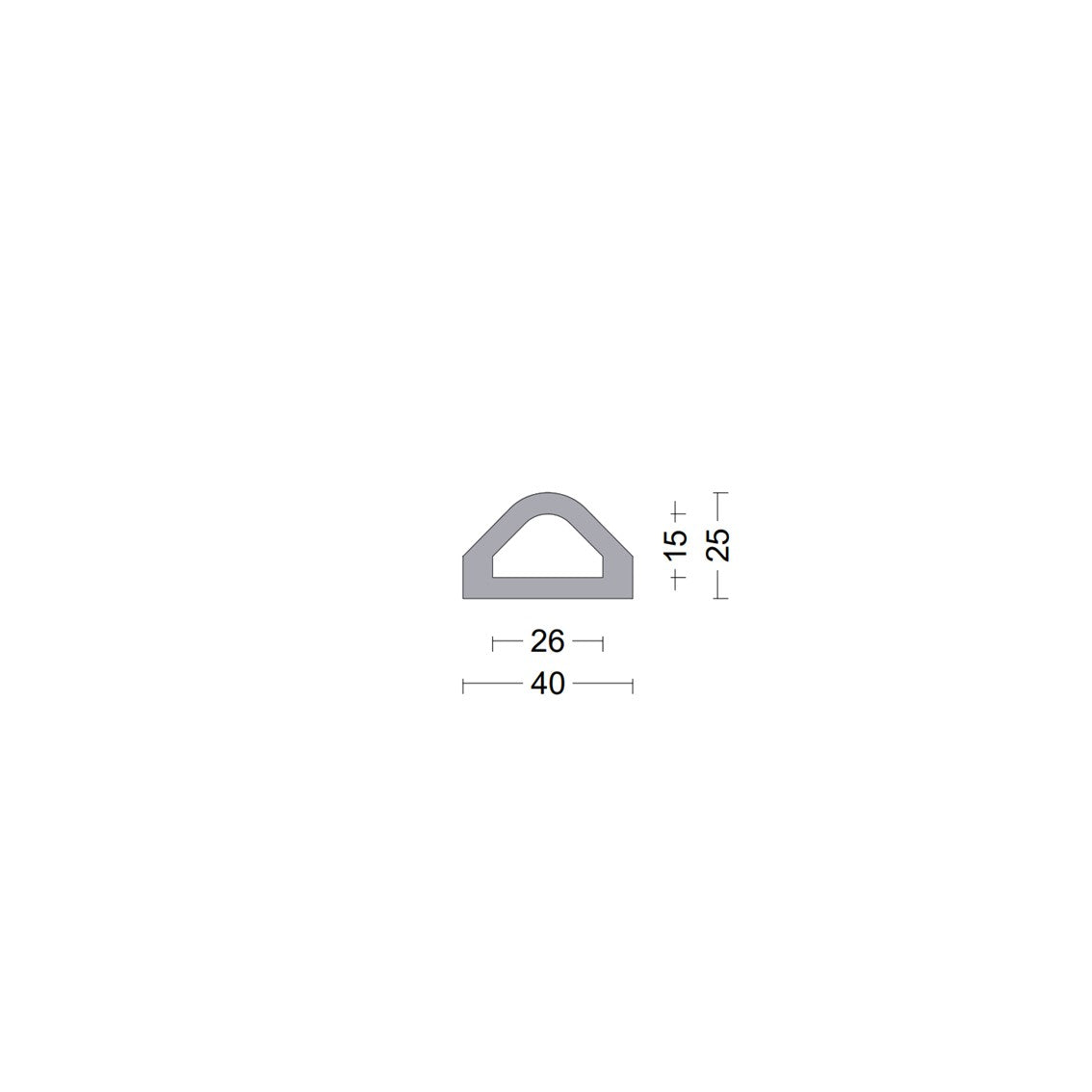 Delta fender rubber profile 40x25mm Grey