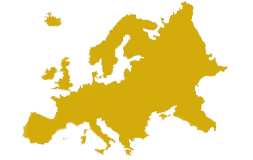Map Europe yellow