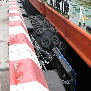 Pneumatic fender with tire net 